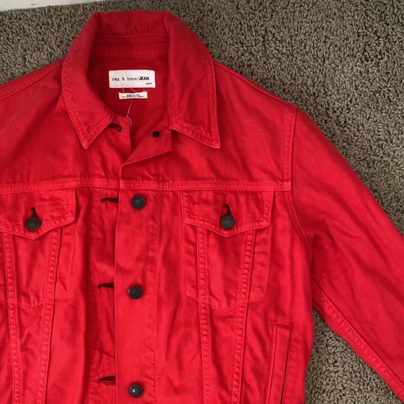 Rag and bone utility red jean jacket - Picture 2 of 4